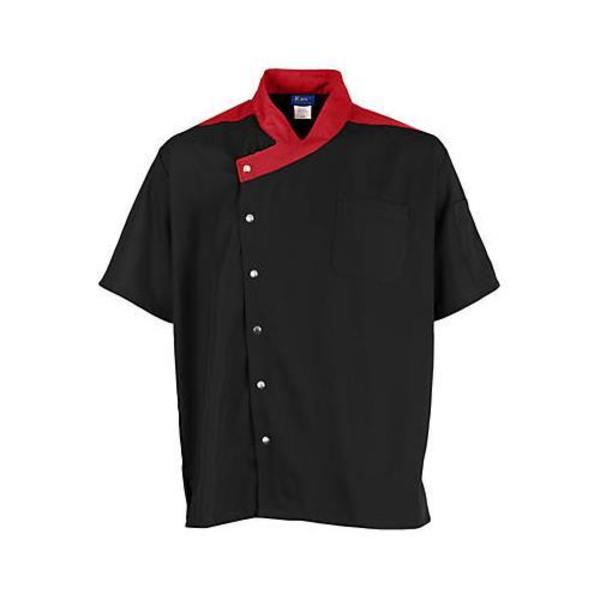 Kng XL Lightweight Uptown Black and Red Chef Coat 2779BKRDXL